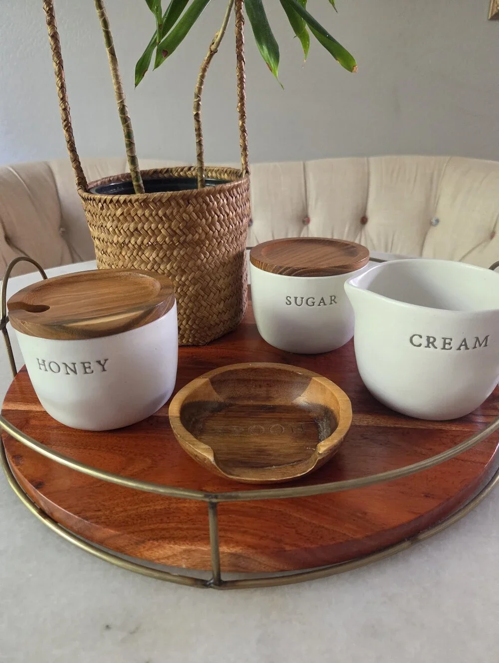 Hearth & Hand Magnolia Stoneware 4pc Set - Sugar, Honey Cream, and Spoon Rest